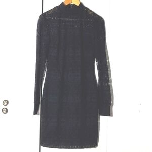 Guess- Womens Black Crochet Lazer cut Whimsigoth Dress Neutral Sz.6